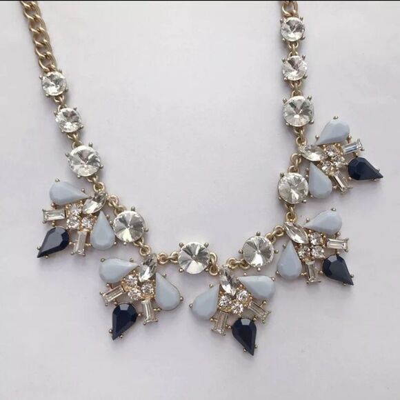 LOFT Gold and Blue Statement Necklace - Picture 2 of 5